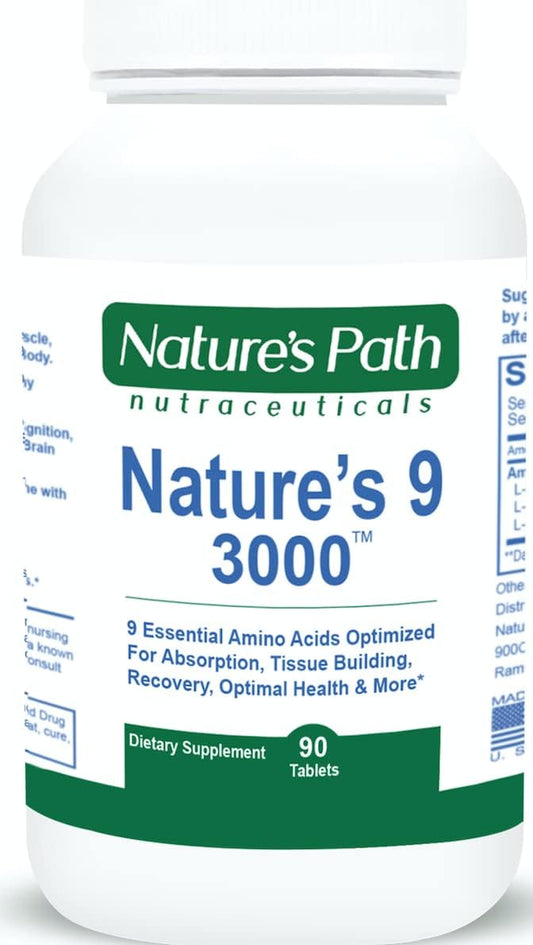 Vegan Aminos 90 Pill Essential Amino Acids Supplement - 3000mg Complex, All 9 EAAs, 1g Per Tablet - Nature's Path Nutraceuticals