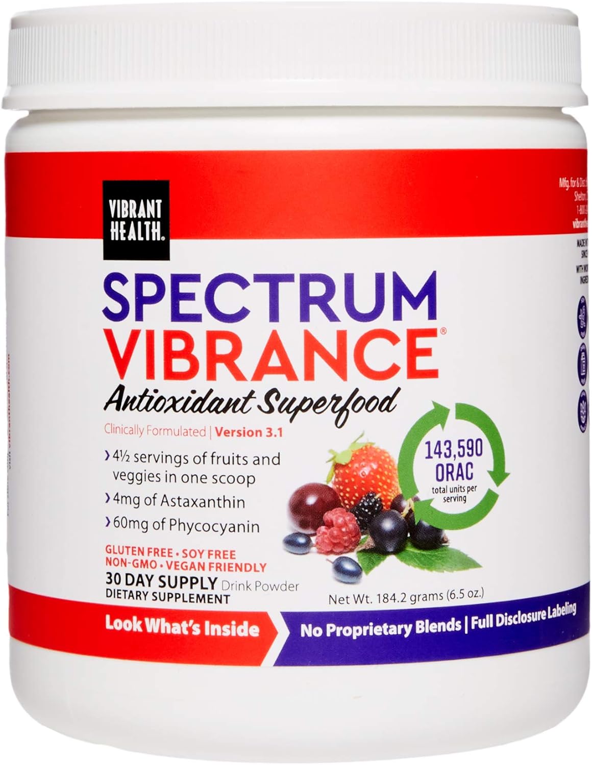 Vegan Antioxidant Superfood Powder for Vibrant Health - 30 Servings