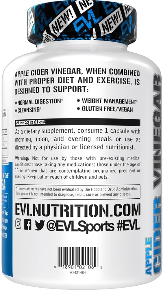 Vegan Apple Cider Vinegar Capsules with Cayenne Pepper for Detox and Weight Management - 60 Servings