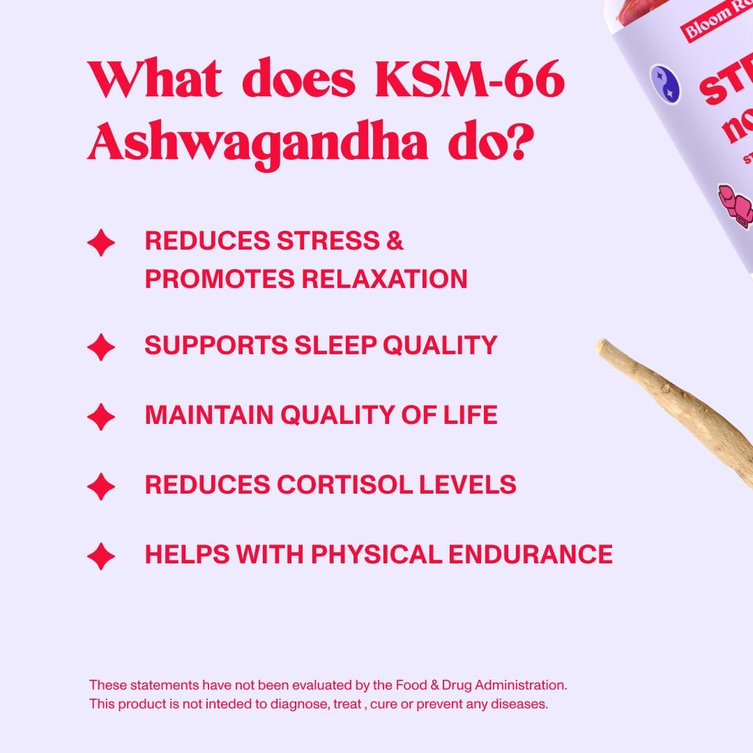 Vegan Ashwagandha Stress Relief Gummies with Lemon Balm Extract - Calm & Relax with KSM-66 - 60 Count Vegan Gummies for Anxiety Relief