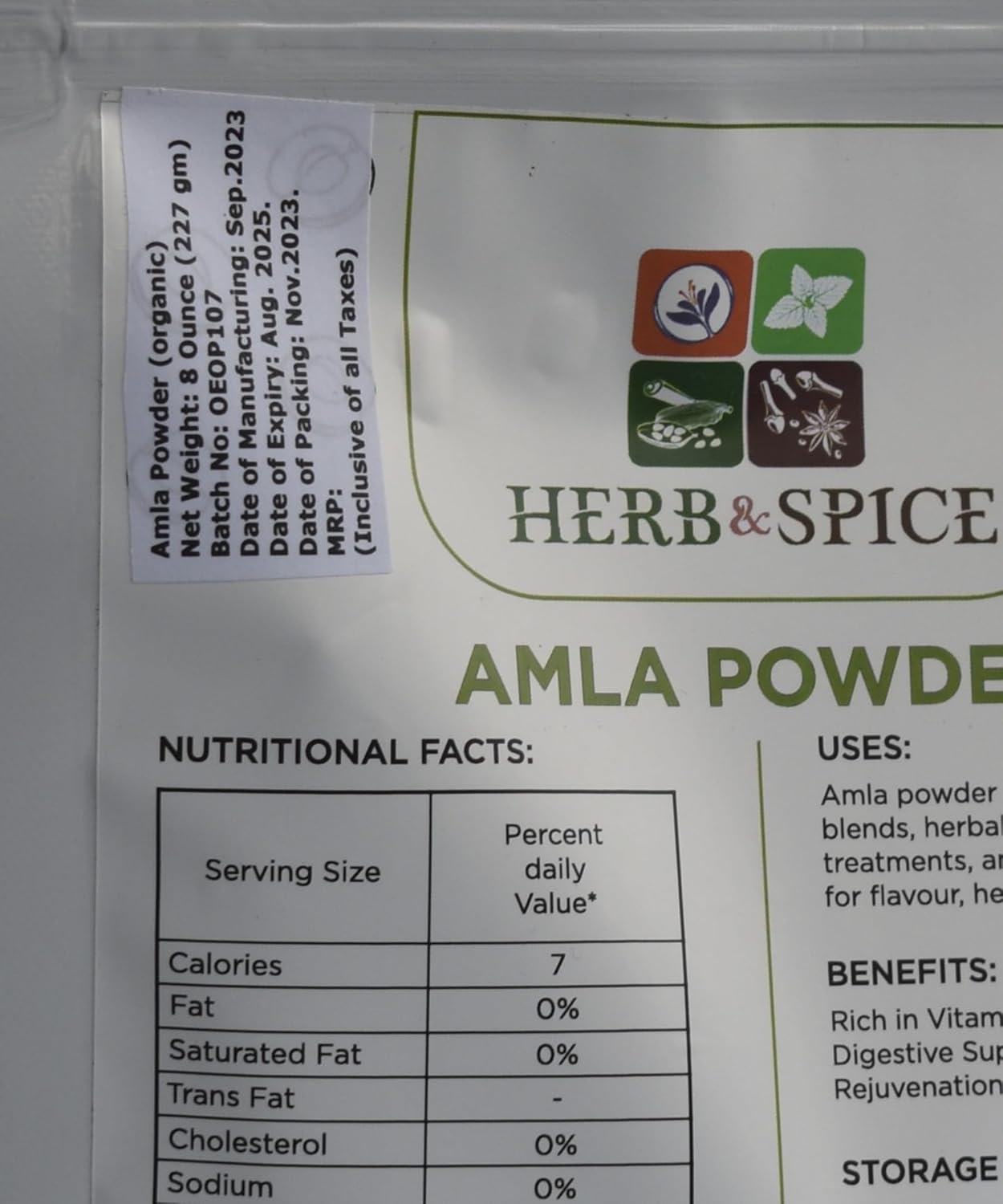 Vegan Ayurvedic Amla Powder with Holy Basil for Immune Support - Antioxidants, Vitamin C, Non-GMO, Kosher - 227g