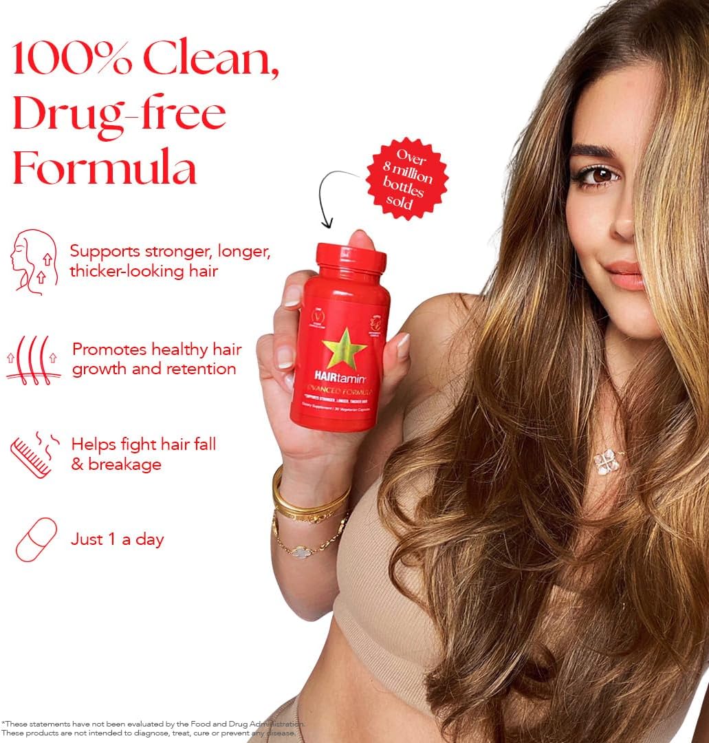 Vegan Biotin Capsules for Hair Growth & Health - Reduce Thinning & Loss - 30 Capsules