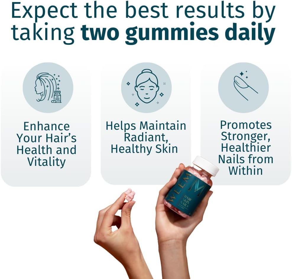Vegan Biotin Gummies for Hair, Skin, Nails - Extra Strength Vitamin Supplement for Faster Growth & Strength - Men & Women (3 Pack)