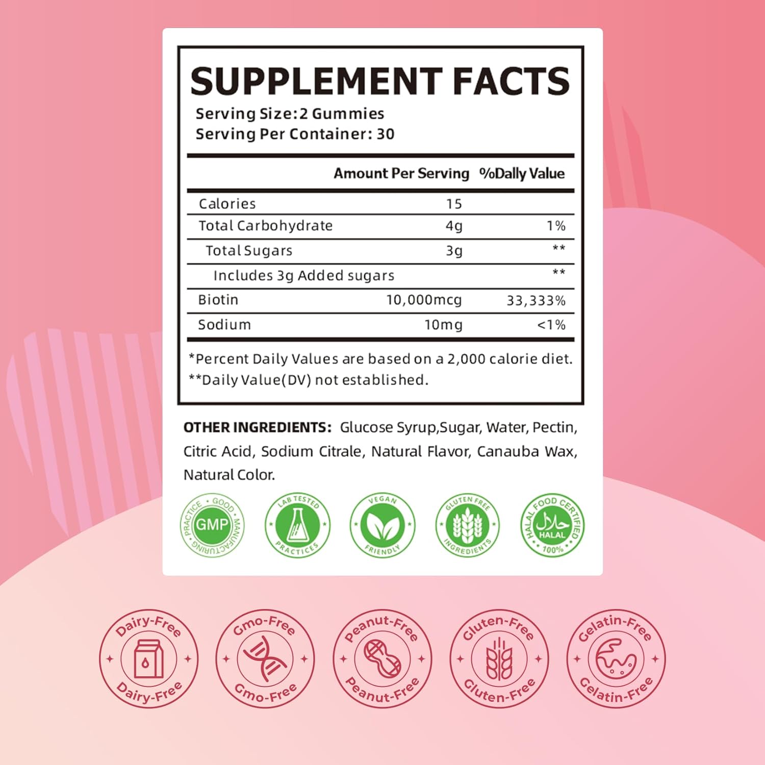 Vegan Biotin Gummies for Healthy Skin, Hair, Nails - Antioxidant Support, Non-GMO - 60 Count