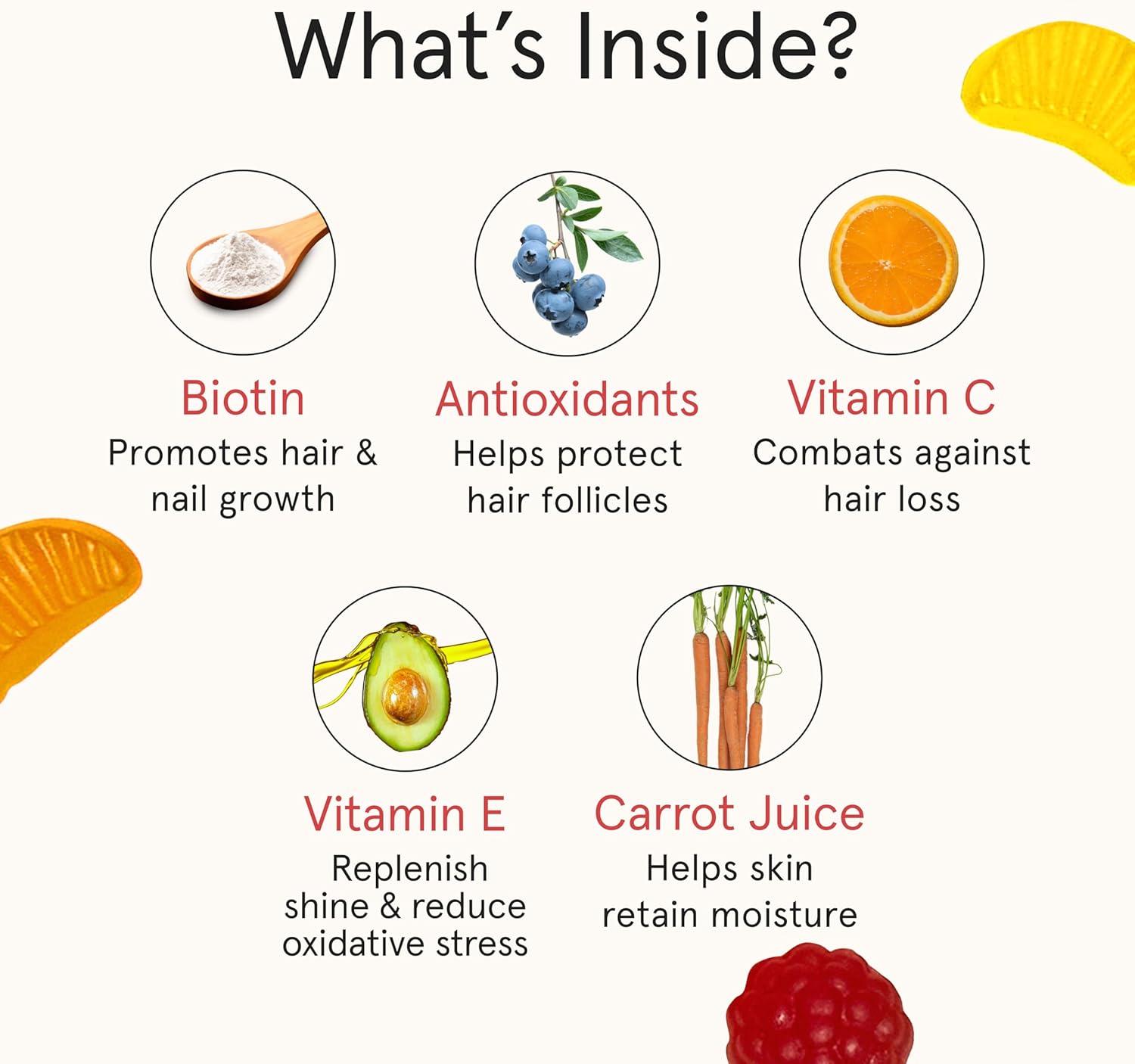 Vegan Biotin Hair Gummies for Hair Growth, Skin, Nails - 10000mcg Biotin Vitamins for Women & Men