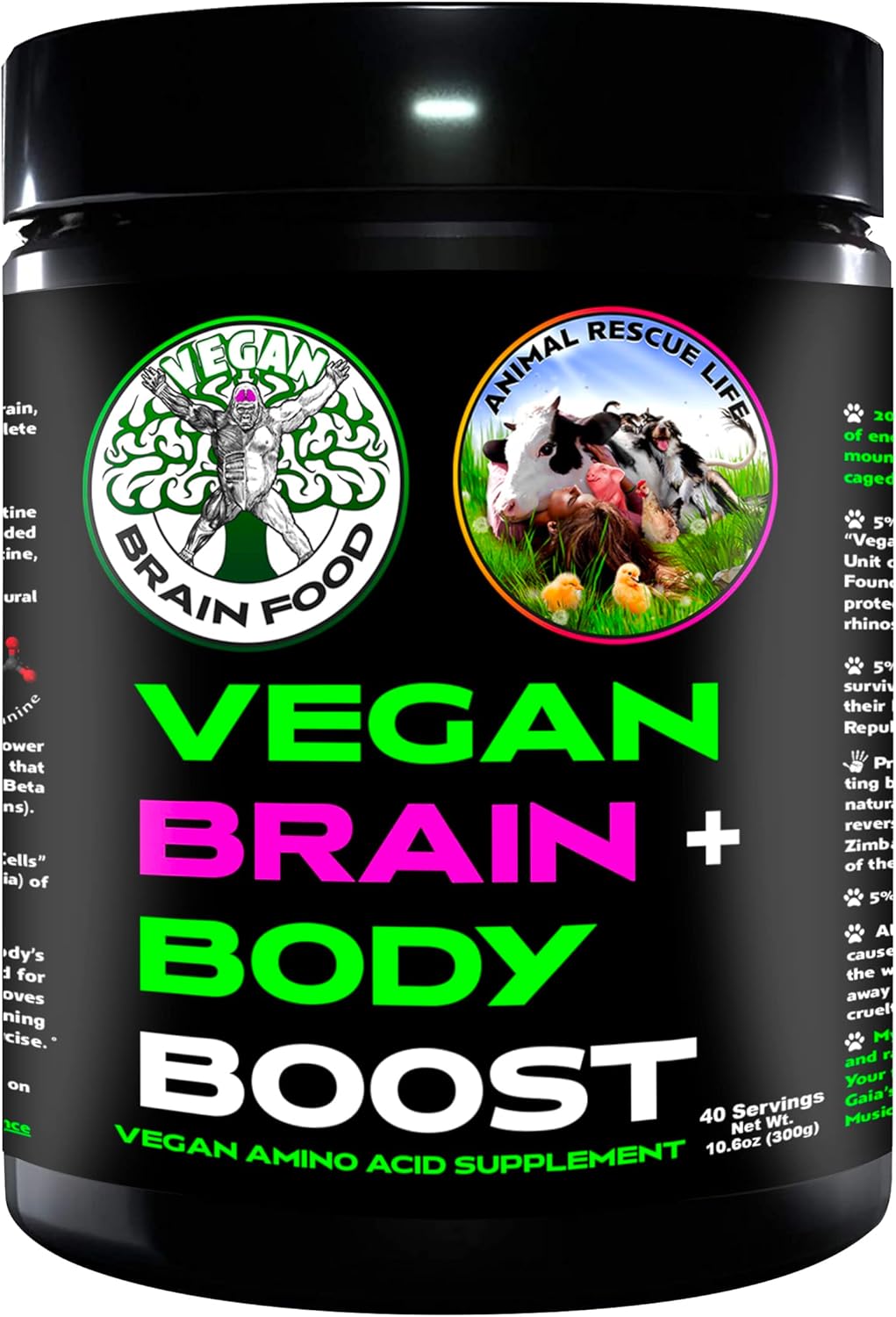 Vegan Brain & Body Boost Supplement: Plant-Based Nutrition for Working Intelligence, Anti-Aging, and Physical Fitness | 40 Servings/300g