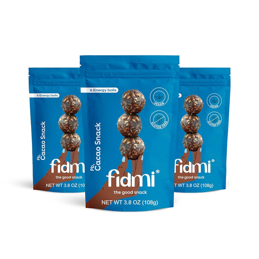 Vegan Cacao Protein Energy Balls Snack | Gluten-Free, Plant-Based, Superfood - All Natural Ingredients - 3.8 oz (3 count)