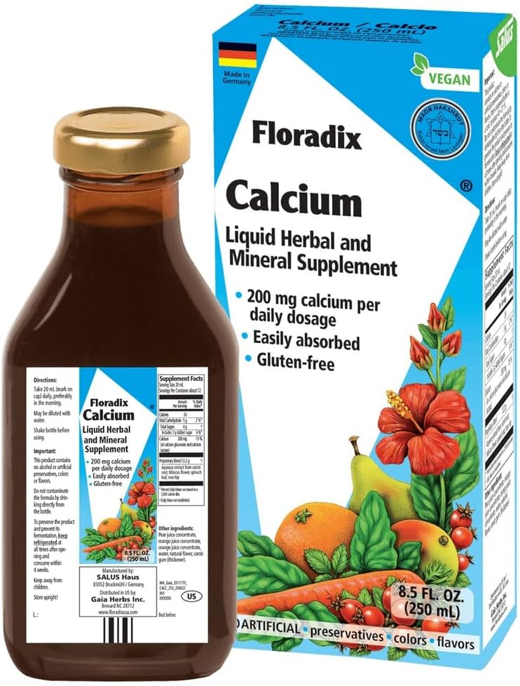 Vegan Calcium Gluconate & Lactate Liquid Supplement for Strong Bones & Teeth - Non-GMO - 8.5 fl oz