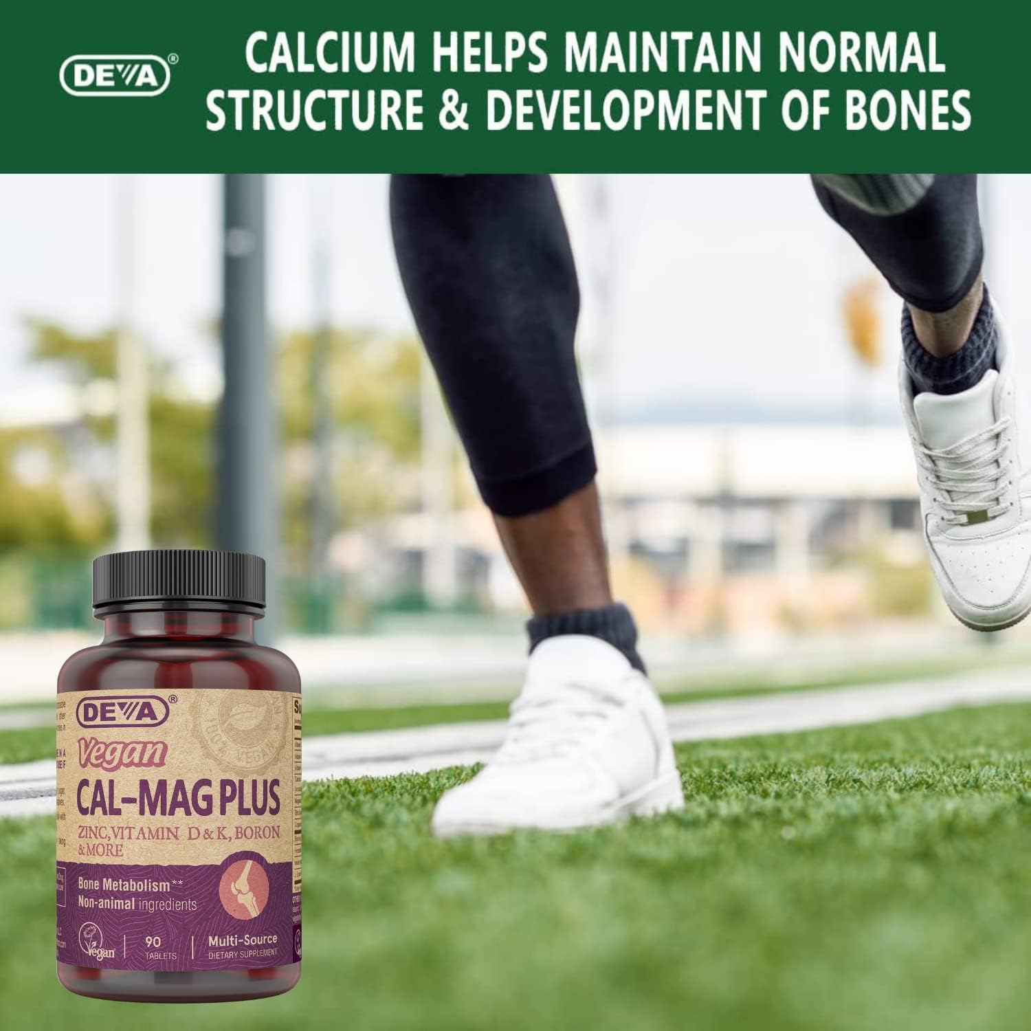 Vegan Calcium, Magnesium, Zinc, Boron Supplement with Vitamin C, D & K - 90 Tablets