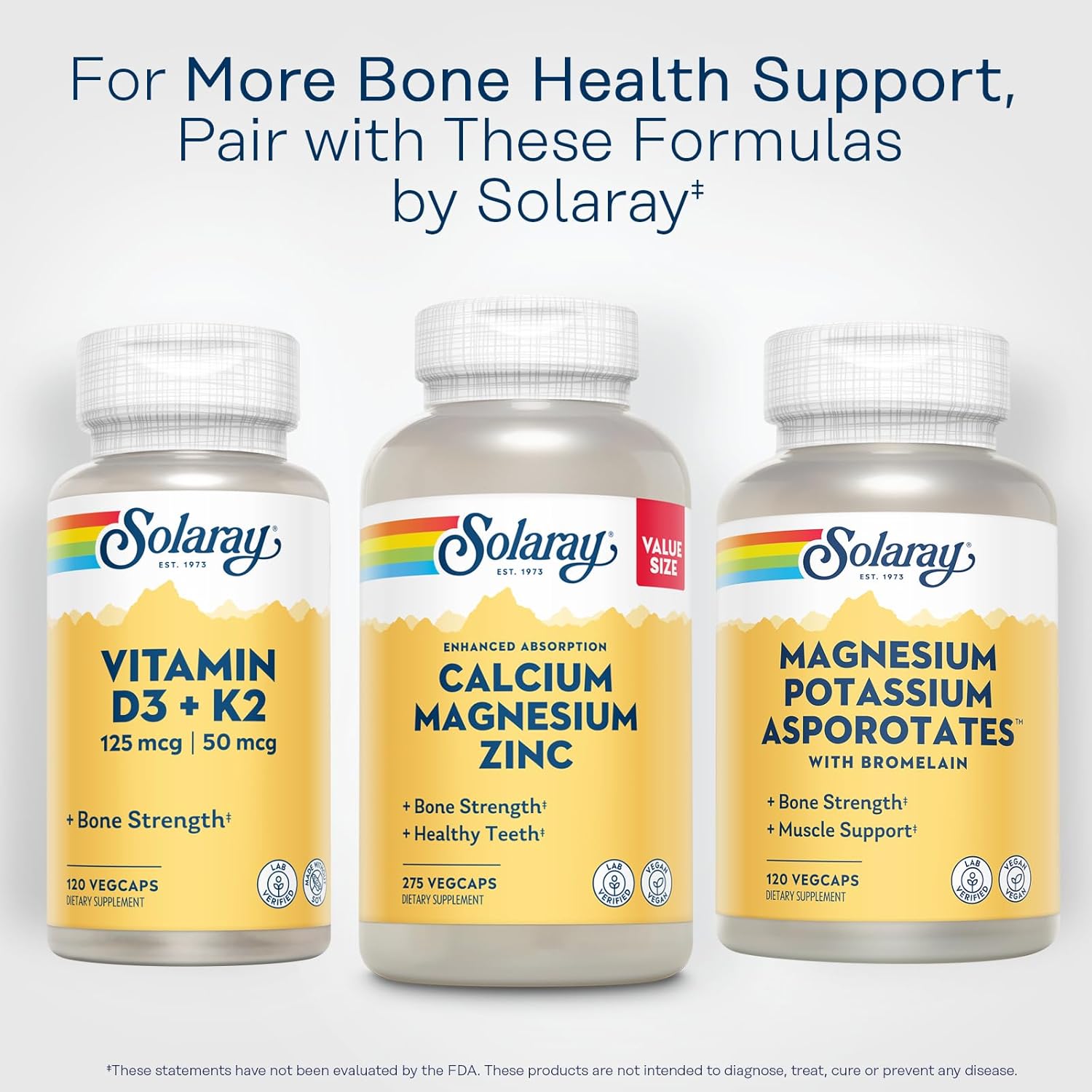 Vegan Calcium Magnesium Zinc Supplement - 1000mg Calcium, 500mg Magnesium - Bone, Muscle, Heart Health - 275 VegCaps, 60 Day Guarantee