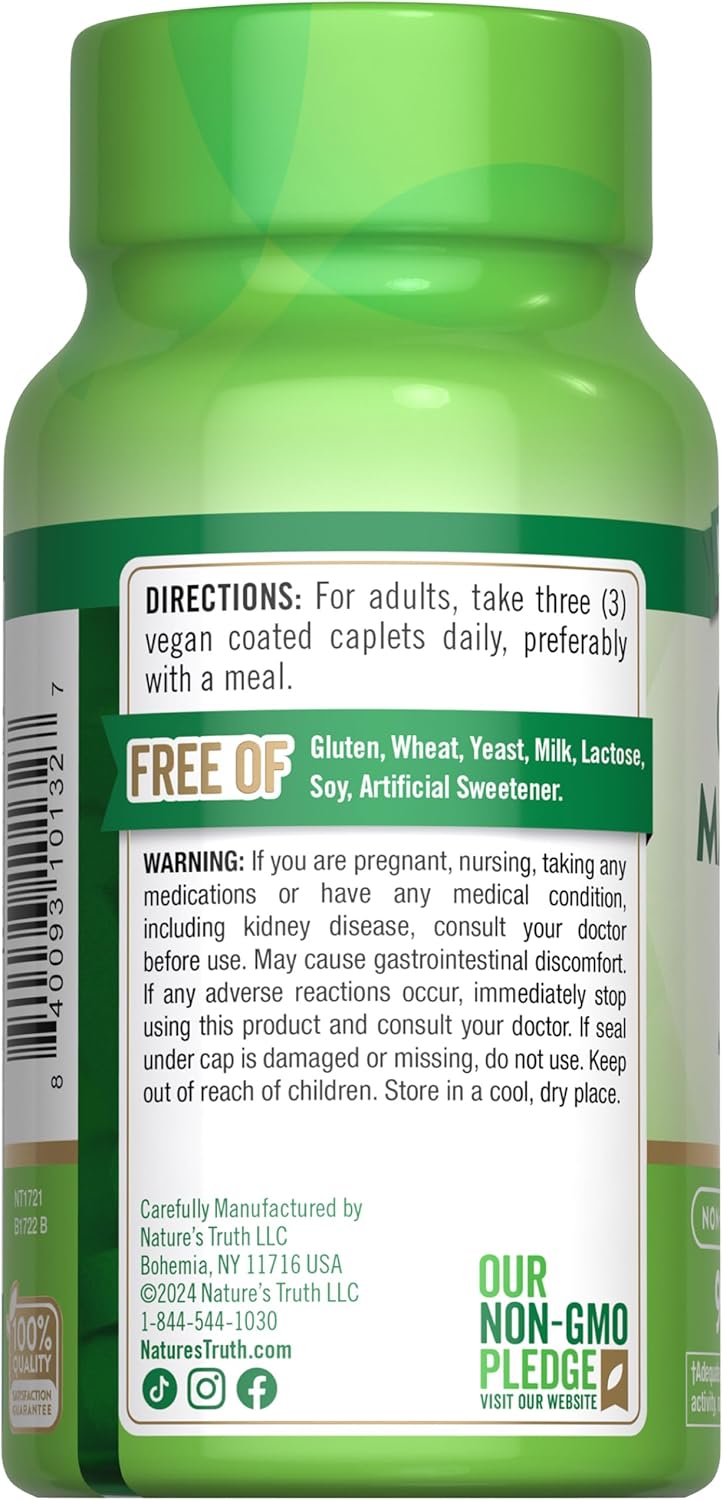 Vegan Calcium Magnesium Zinc Supplement 90 Coated Caplets - Non-GMO & Gluten Free