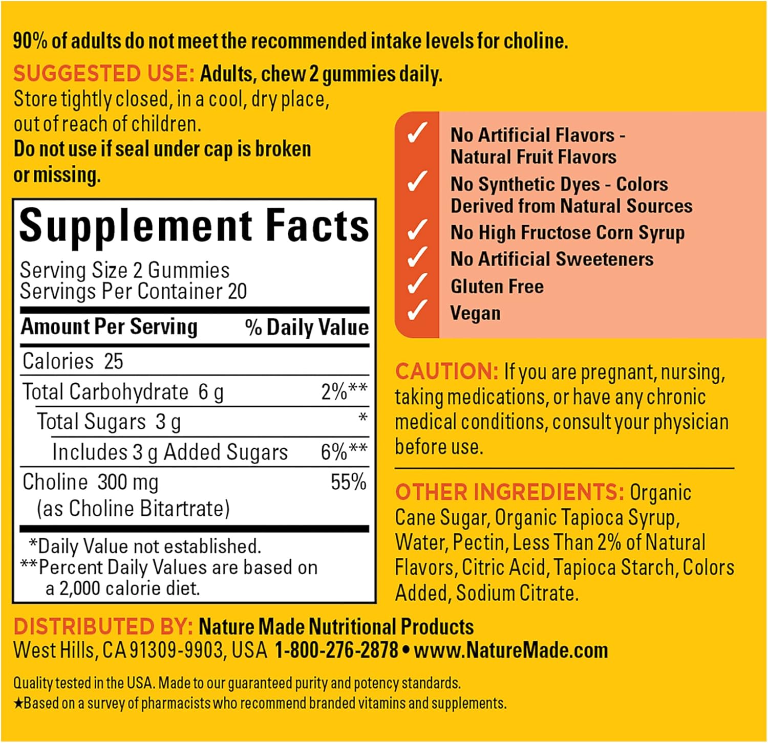 Vegan Choline Gummies for Liver, Nervous System & Brain Health - 20 Day Supply
