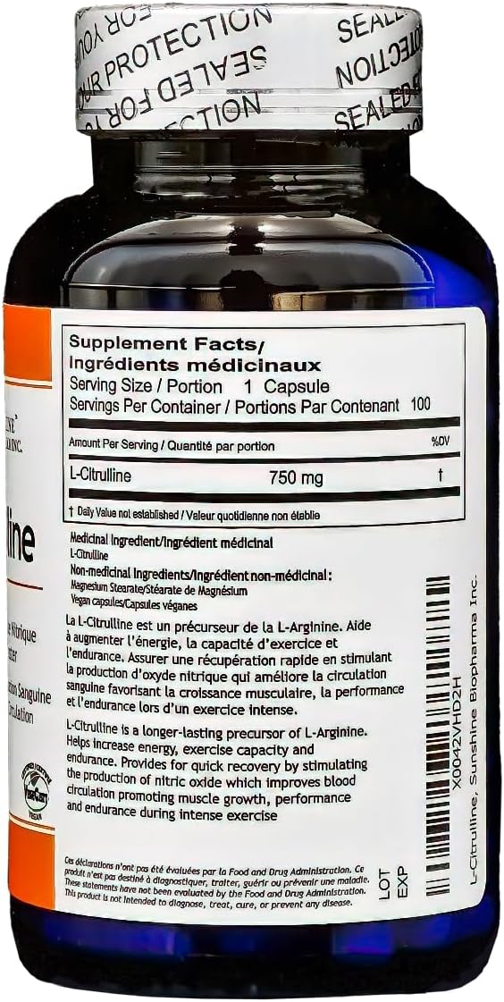 Vegan Citrulline Workout Supplement Capsules - Boost Exercise Performance with Increased Muscle Blood Flow