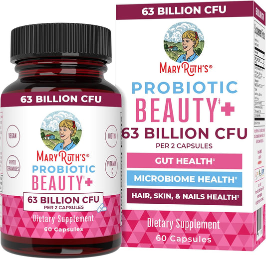 Vegan Collagen & Probiotic Capsules for Hair, Skin, Nails | MaryRuth Organics | 1 Month Supply | Biotin | Non-GMO | 60 Count