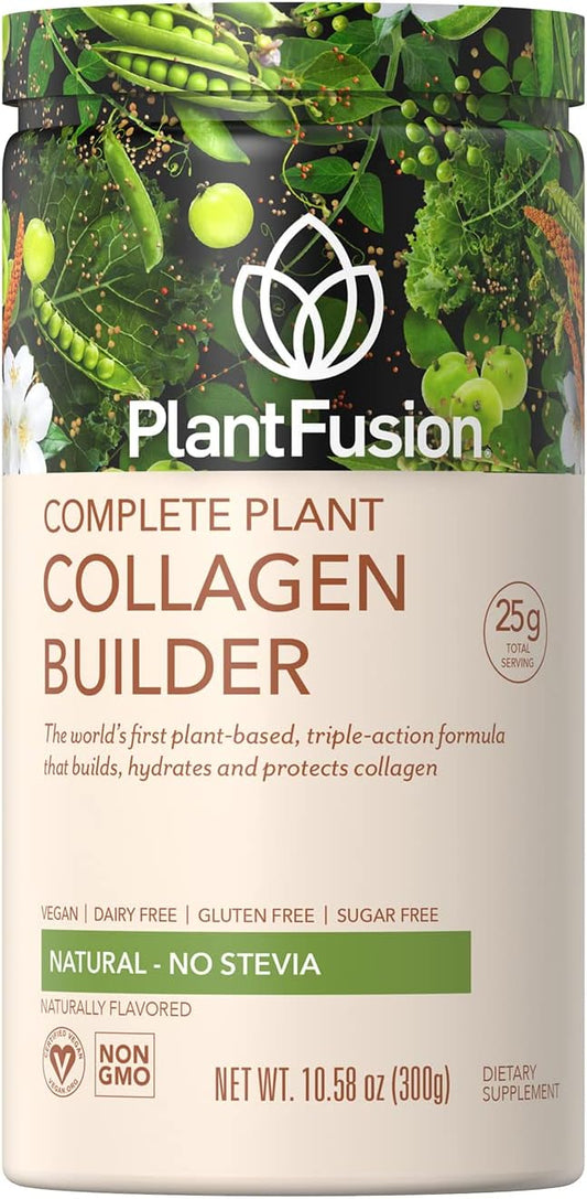 Vegan Collagen Protein Powder for Muscle, Joints, Hair, Skin & Nails - PlantFusion Plant-Based, Keto & Gluten Free, Non-GMO - Unflavored 10.58 oz