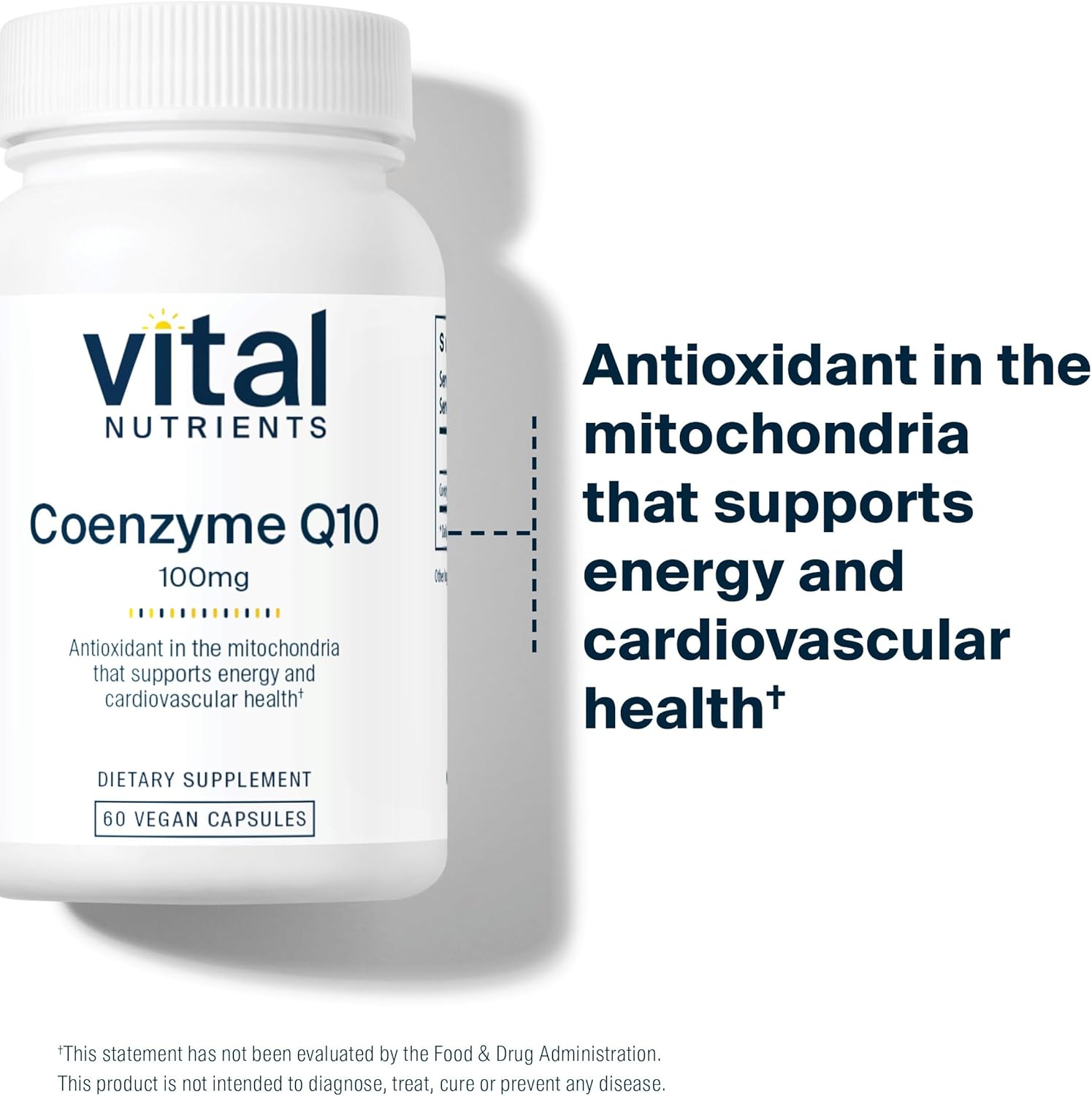 Vegan CoQ10 100mg Supplement for Heart Health & Energy - 60 Capsules, Gluten/Dairy/Soy Free, Non-GMO, Potent Antioxidant from Ubiquinone