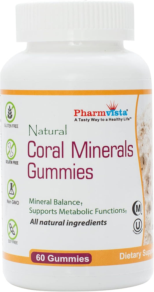 Vegan Coral Calcium Gummies with Trace Minerals - Gluten-Free & Tasty - Natural Calcium & Vitamin D3 - 60 Count