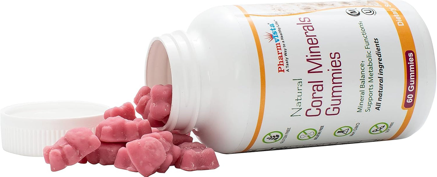Vegan Coral Calcium Gummies with Trace Minerals - Gluten-Free & Tasty - Natural Calcium & Vitamin D3 - 60 Count