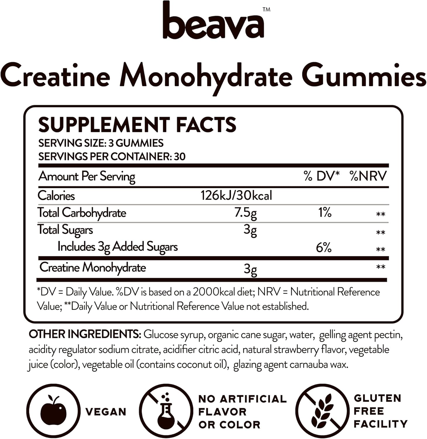Vegan Creatine Gummies for Muscle Growth and Recovery - Strawberry Flavor - 30 Servings - No Loading Phase - Low Sugar Formula