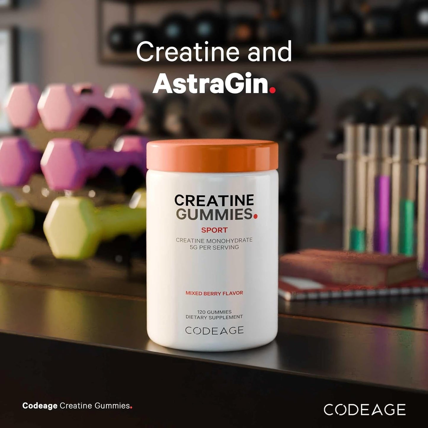 Vegan Creatine Gummies with AstraGin & Astralagus - Mixed Berry Flavor - 5000mg Creatine - Non-GMO - 120 Gummies
