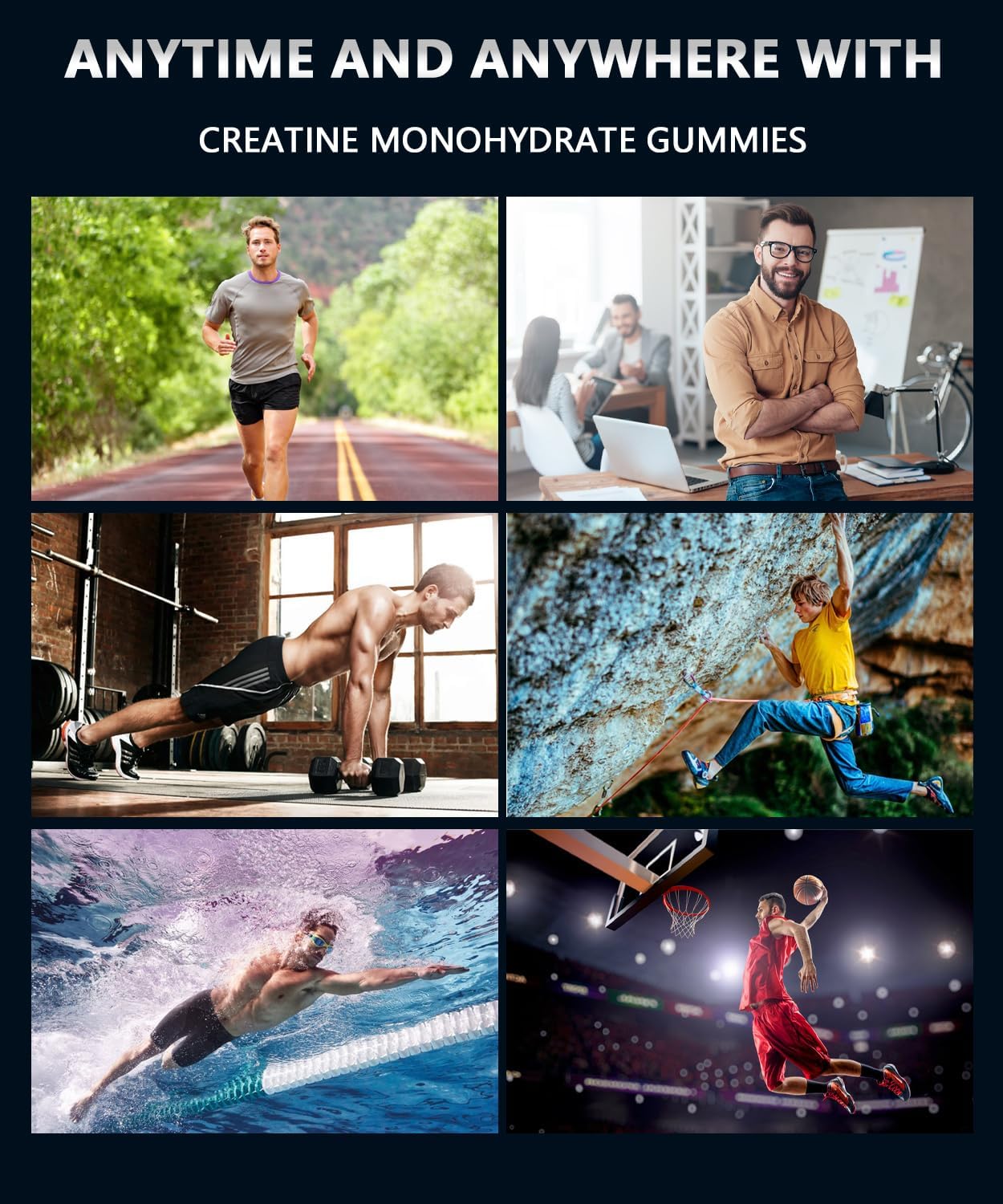 Vegan Creatine Monohydrate Gummies - 5g per Serving for Men & Women, Workout Support, Zero Sugar, 120 Count