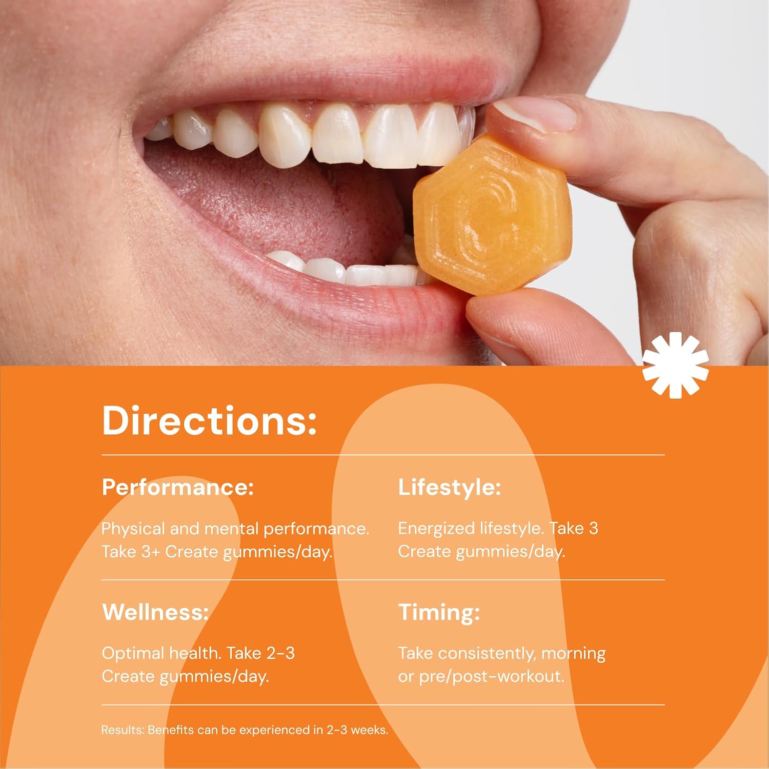 Vegan Creatine Monohydrate Gummies for Focus, Strength, Endurance - Orange Flavor, 90 ct - Non-GMO, Gluten-Free, 1.5g Creatine per Gummy - Men & Women.