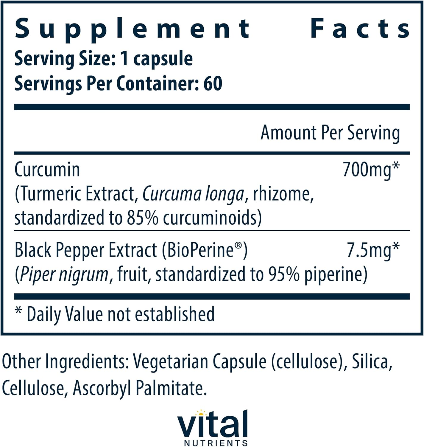 Vegan Curcumin Extract 700mg Capsules with Black Pepper | Antioxidant Joint, Liver, Cellular Health Support | Gluten, Dairy, Soy Free