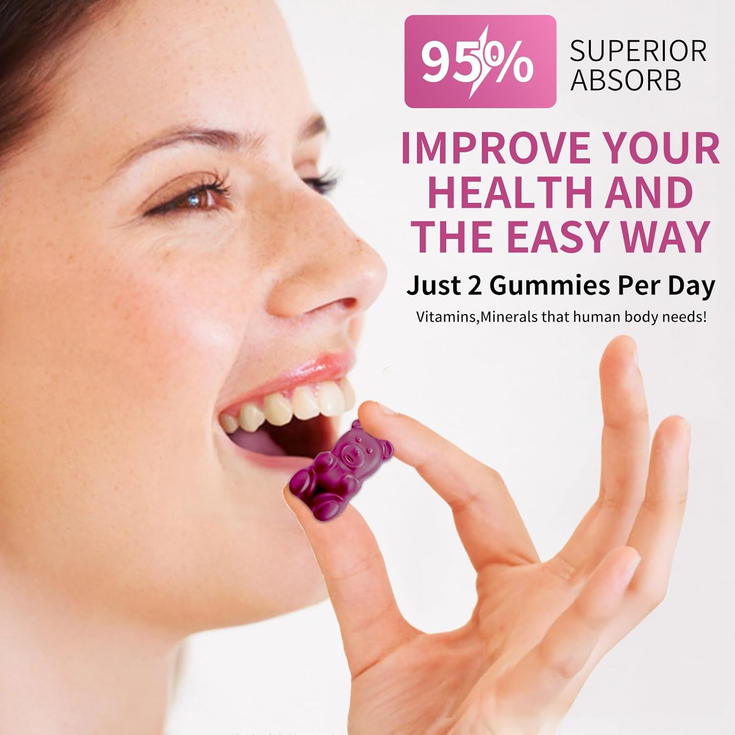 Vegan Elderberry Flavored Calcium Magnesium Zinc Gummies - Sugar-Free Immune Support Supplement for Kids and Adults - 120 Count