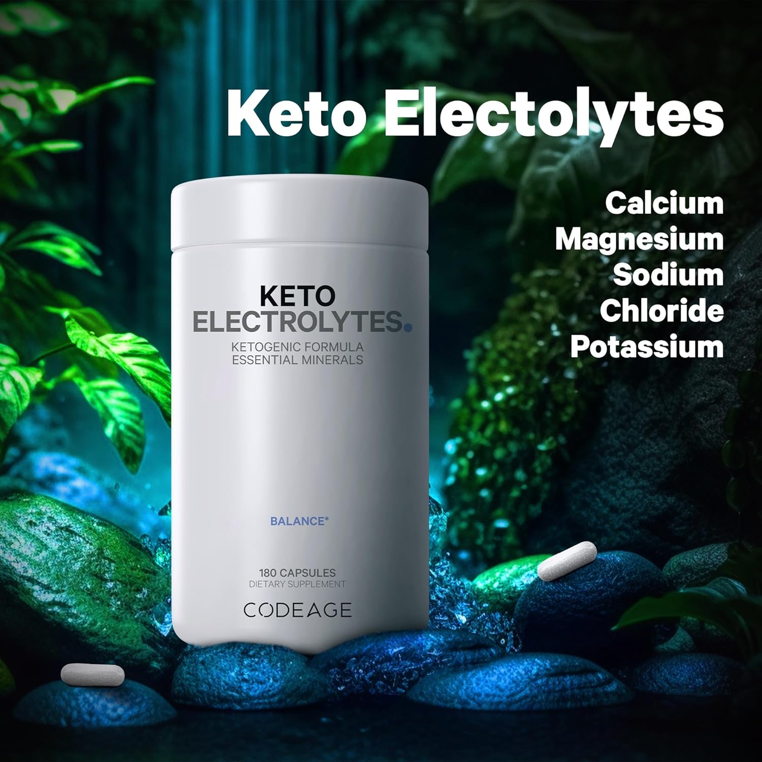 Vegan Electrolyte Supplement with Magnesium, Potassium, Calcium - Hydration Pills for Keto Diet - Non-GMO Electrolyte Tablets - 180 Capsules