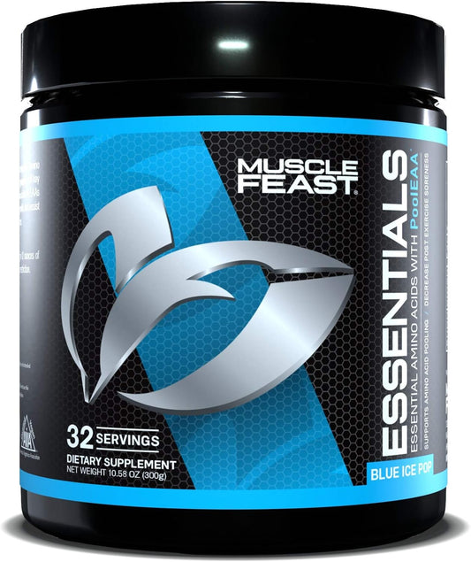 Vegan Essential Amino Acid Powder for Post Workout Recovery - Blue Ice Pop Flavor, 300g