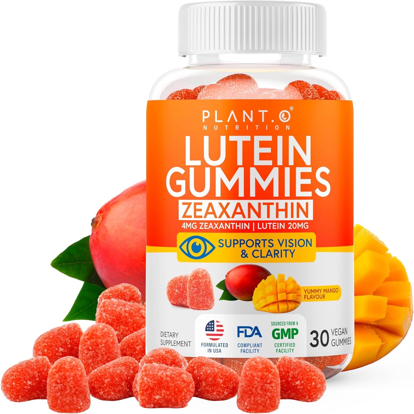 Vegan Eye Care Gummies with Lutein & Zeaxanthin for Vision Clarity & Blue Light Support
