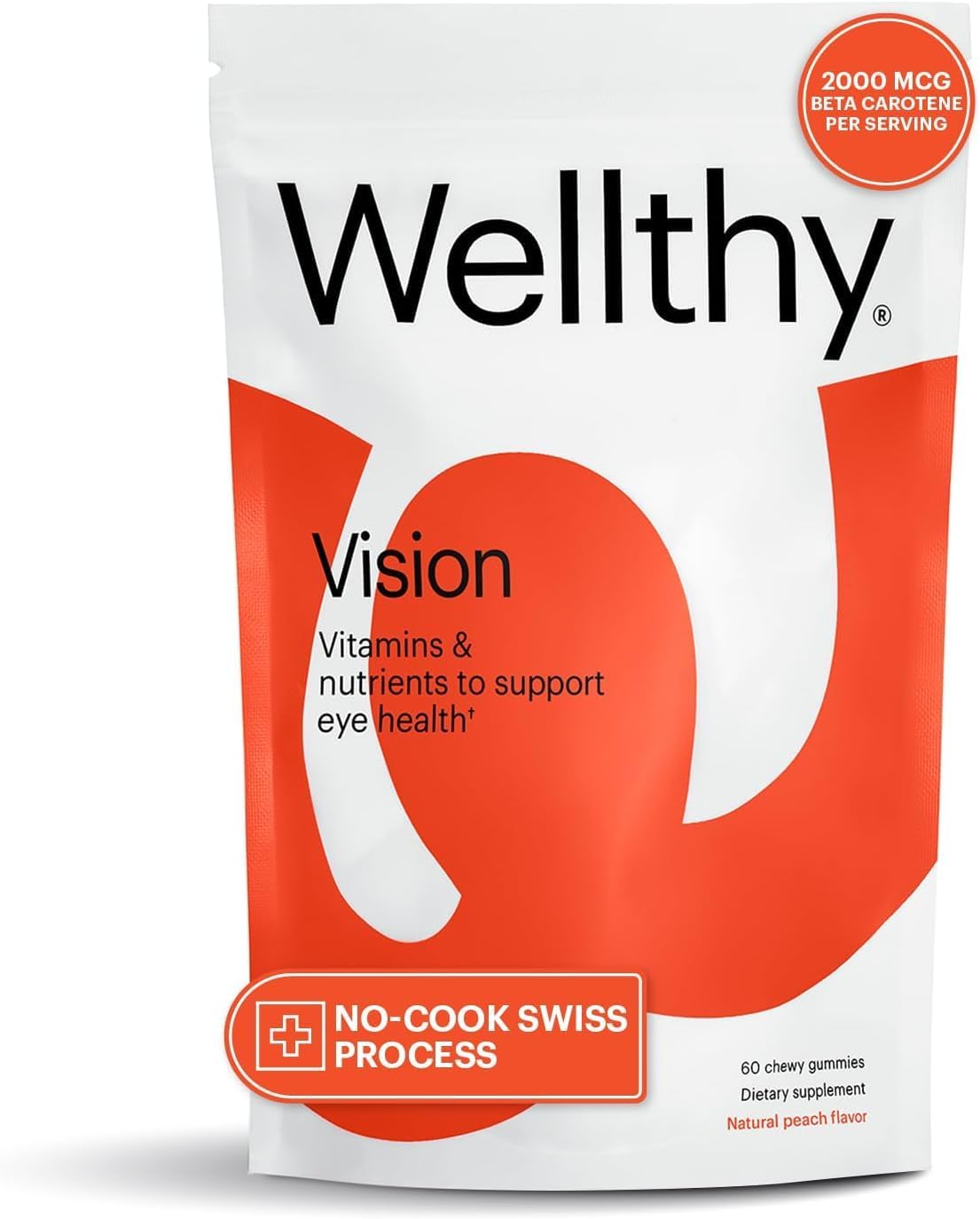 Vegan Eye Health Gummies with Lutein, Beta-Carotene & Zinc - Peach Flavor, 30 Day Supply