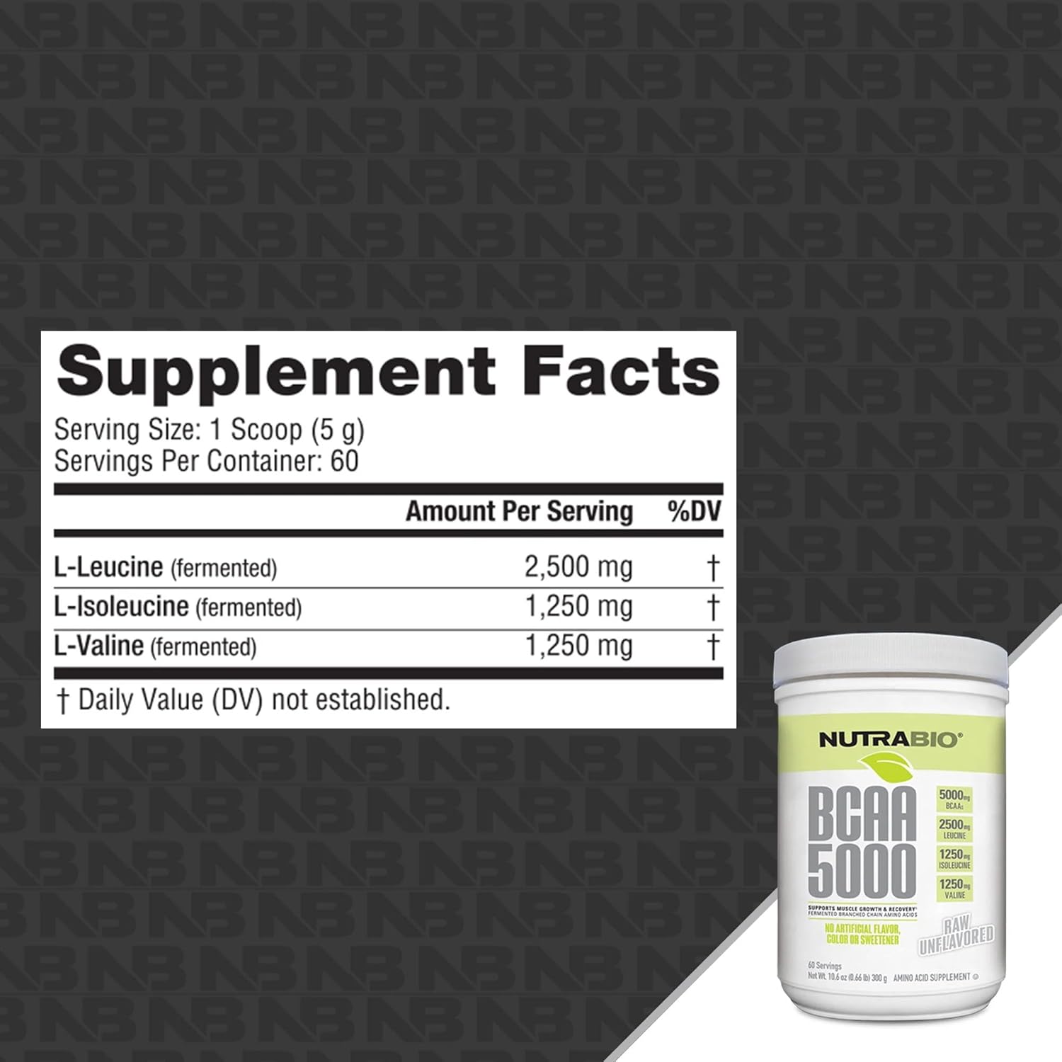 Vegan Fermented BCAA 5000 Powder for Muscle Growth & Recovery - Natural Flavors, Sweeteners, Gluten Free - Unflavored, 60 Servings