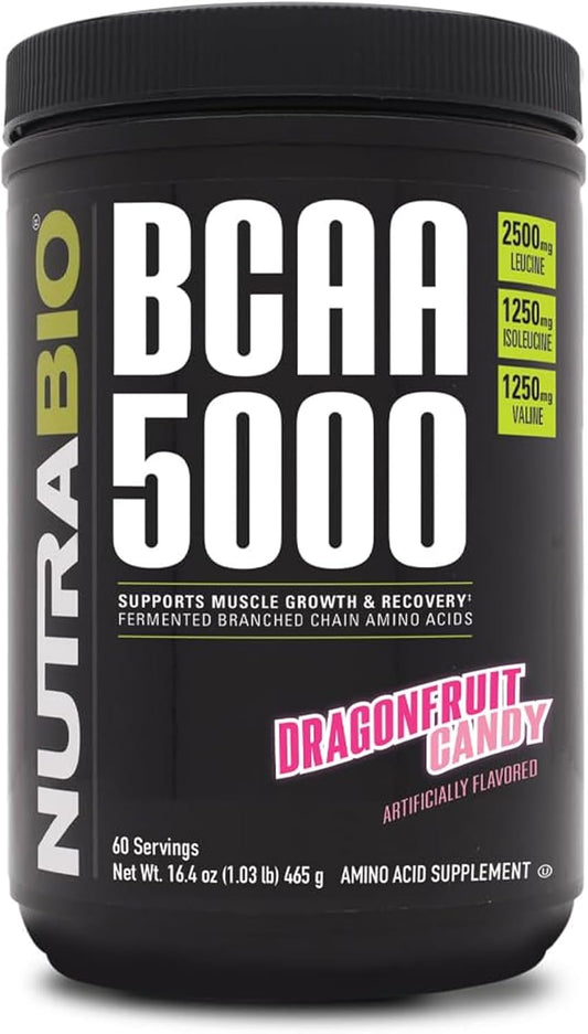Vegan Fermented BCAA Powder for Lean Muscle Growth and Recovery - 60 Servings - Dragonfruit Candy Flavor