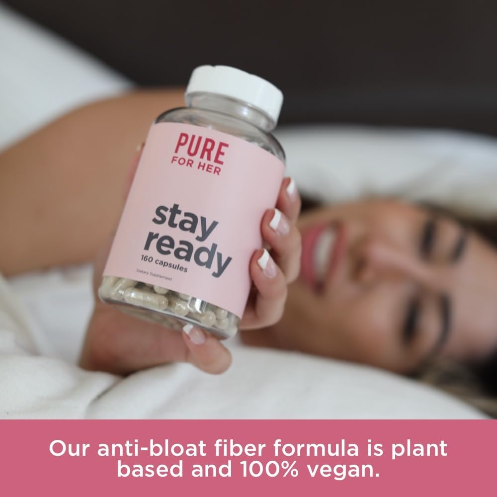 Vegan Fiber Supplement for Women | Bloat & Gas Relief, Digestive Health Support | 160 Capsules for Regularity & Appetite Control