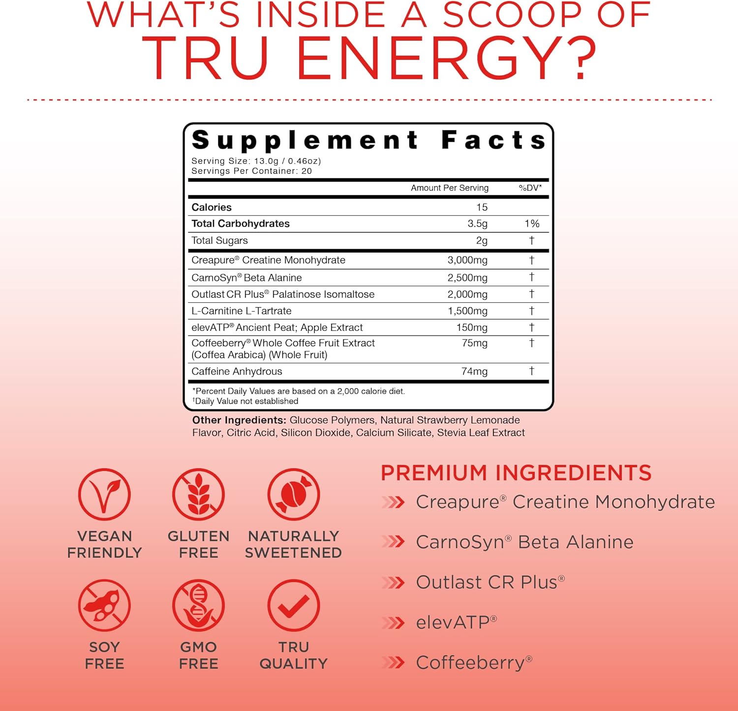 Vegan-Friendly Energy Pre-Workout Formula for Improved Performance - Strawberry Lemonade Flavor - 20 Servings