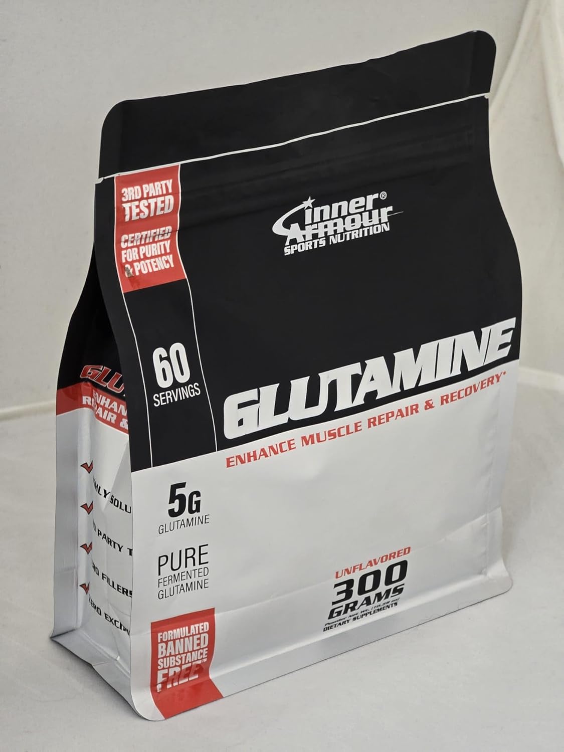 Vegan-Friendly Glutamine Powder for Post-Workout Recovery and Muscle Growth, Immune Support - Fast-Dissolving, Flavor-Free Supplement (300g)