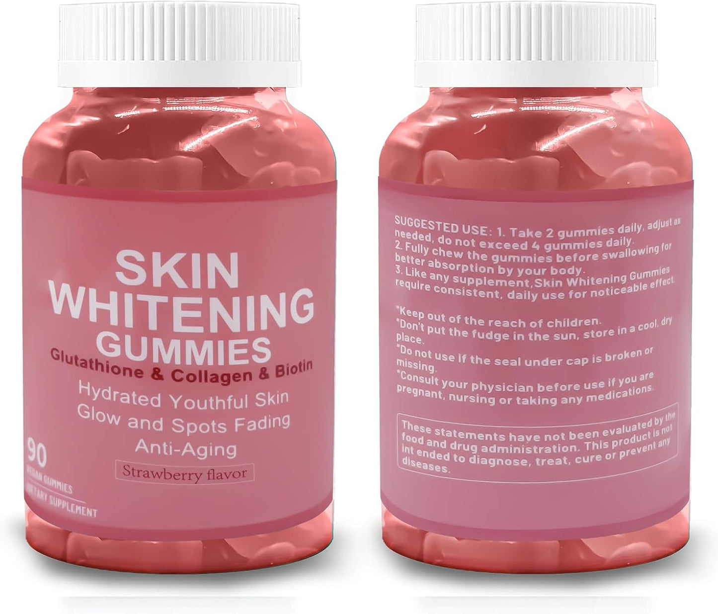 Vegan Glutathione Collagen Gummies with Vitamin C - Anti-Aging Supplement for Women - Hair Skin Nails Support - Sugar Free - 90 Count