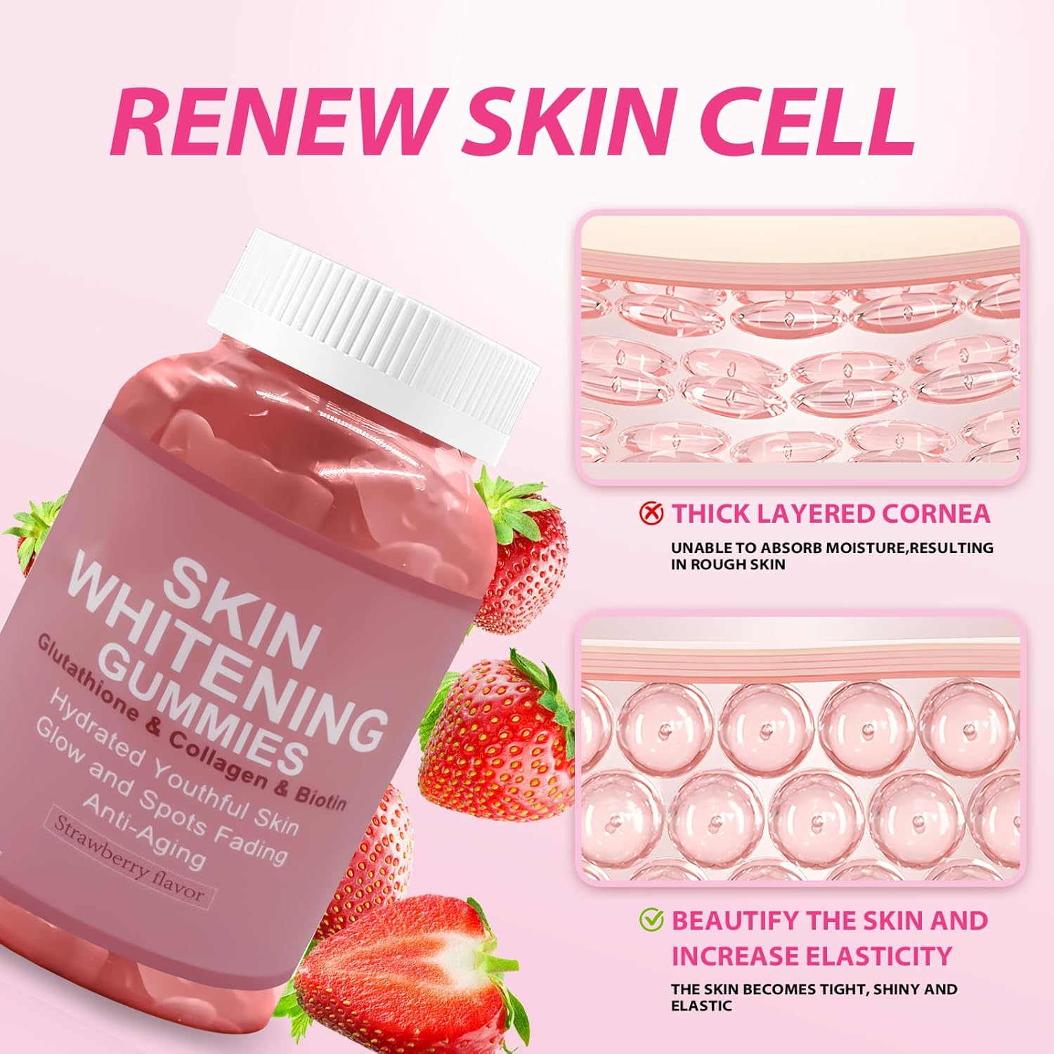 Vegan Glutathione Collagen Gummies with Vitamin C - Anti-Aging Supplement for Women - Hair Skin Nails Support - Sugar Free - 90 Count