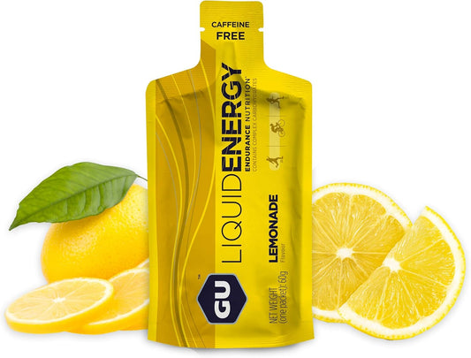Vegan Gluten-Free GU Energy Liquid Energy Gel, Lemonade Flavor, 12-Count Pack for On-the-Go Workouts