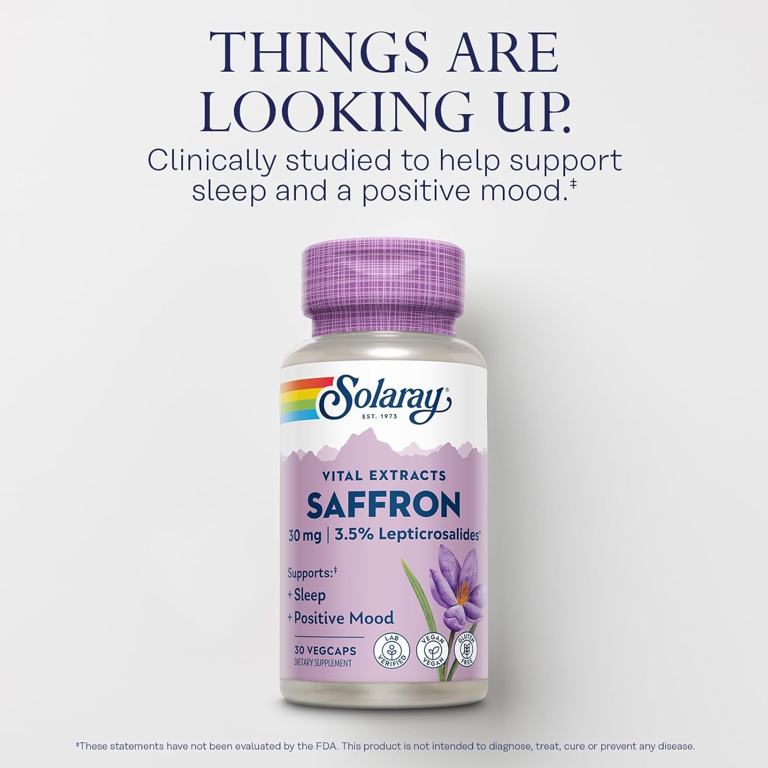Vegan Gluten-Free Saffron Extract for Sleep and Mood Support - Lab Verified - 60-Day Guarantee - 30 Servings