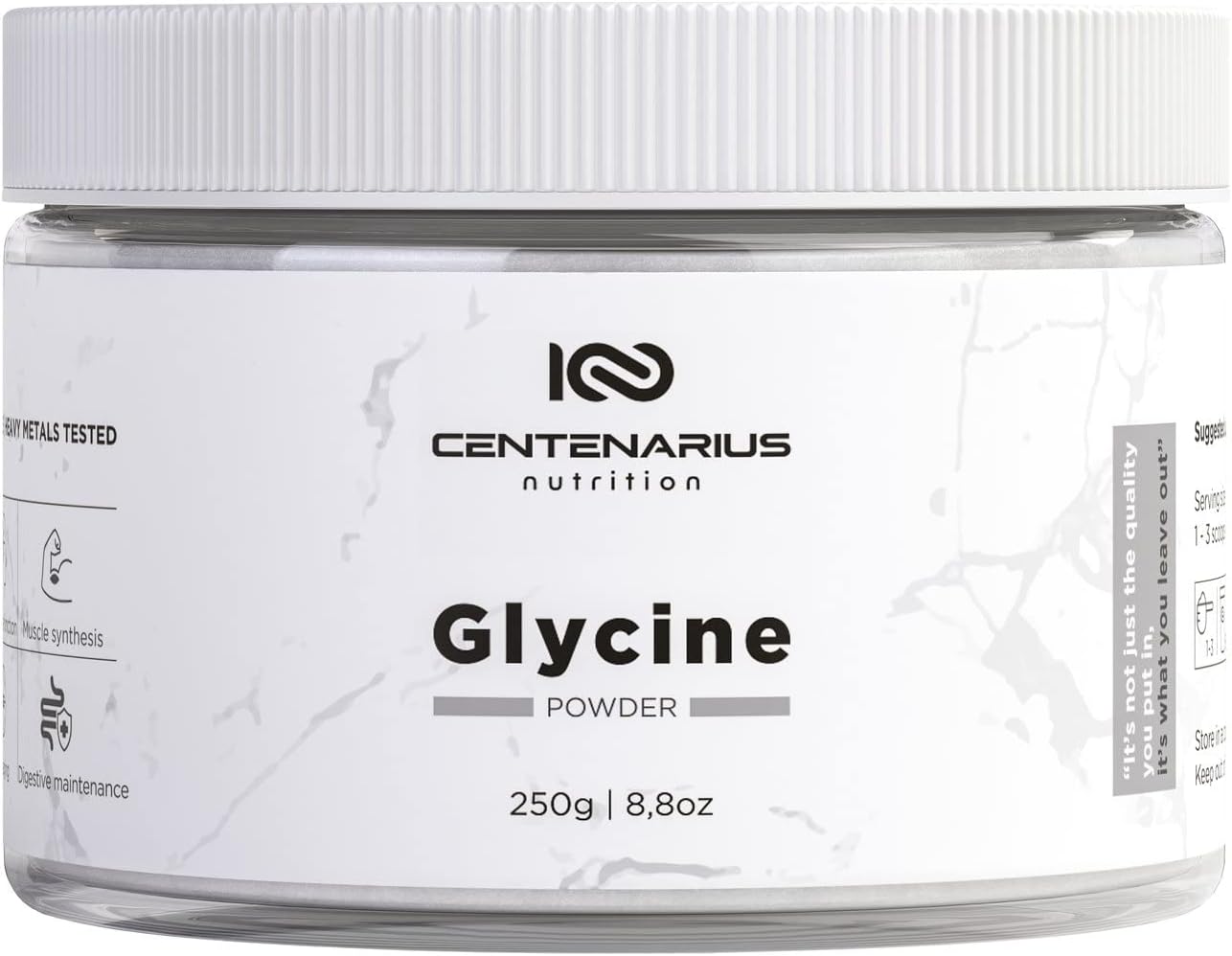 Vegan Glycine Powder Supplement for Muscle Recovery, Digestion, and Sleep - Non-Essential Amino Acid Formula, Additive-Free, Third-Party Tested