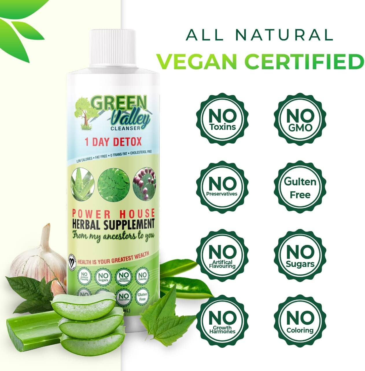 Vegan Green Valley Colon Liquid Cleanse & Liver Detox - 1 Day Formula for Healthy Digestion, Energy Boost, and Gut Support - 8 fl oz