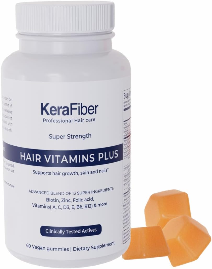 Vegan Hair Growth Gummies with Biotin & Zinc - Hair, Skin, Nails Support - 60 Count
