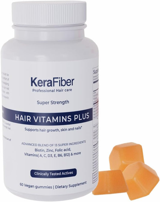 Vegan Hair Growth Gummies with Biotin & Zinc - Hair, Skin, Nails Support - 60 Count