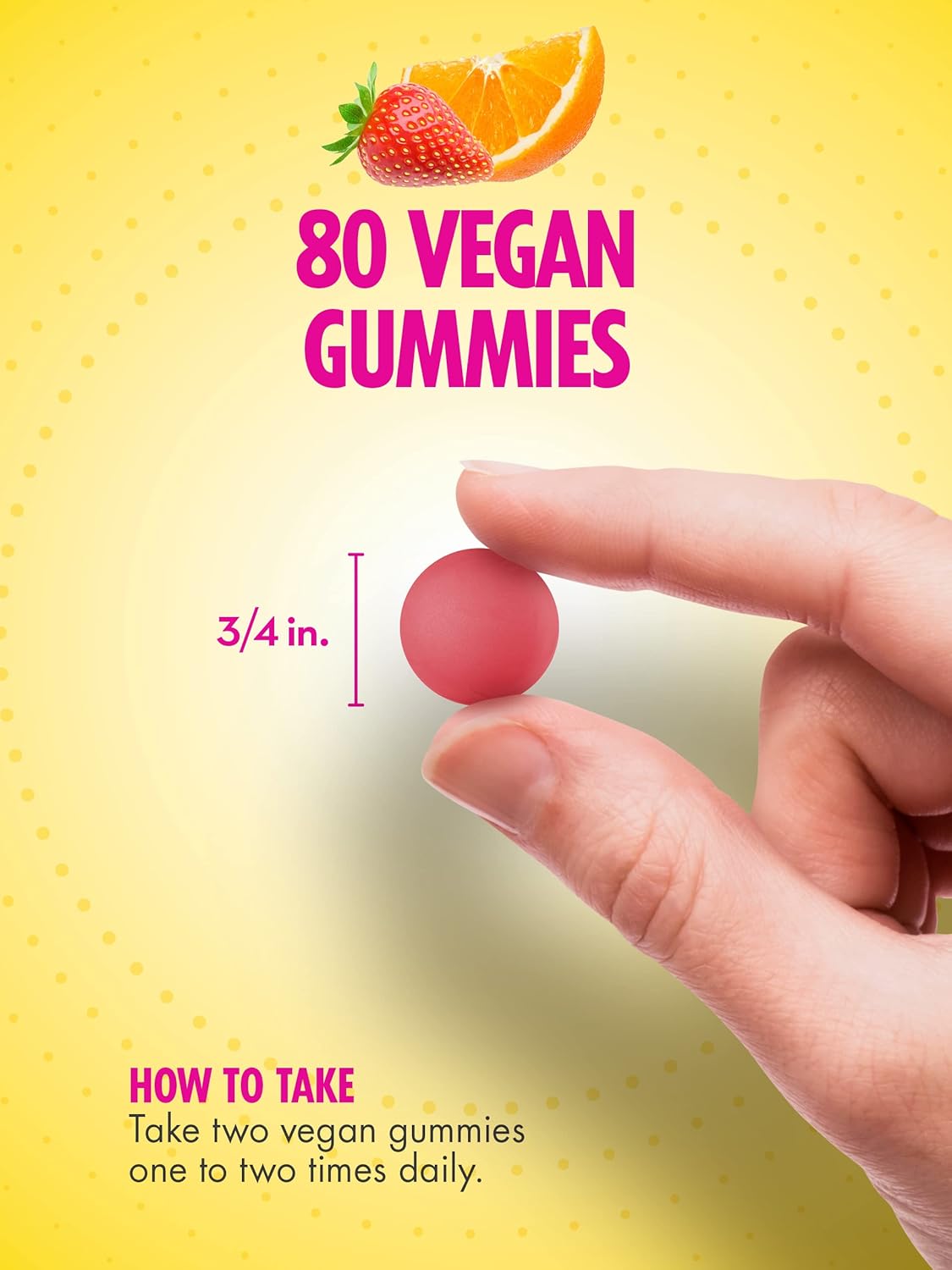Vegan Hair, Skin, and Nails Gummies with Biotin 2,500 mcg - 80 Count Fruit Flavor Supplement - Non-GMO & Gluten Free