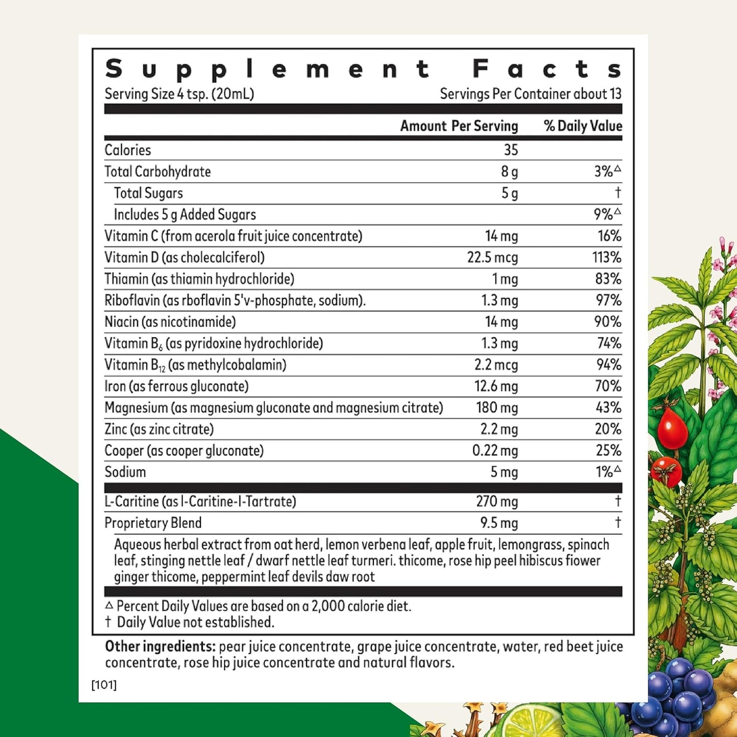 Vegan Iron Sport Liquid Mineral & Vitamin Formula - Daily Energy Support - Non-GMO & B Vitamins - 8.5 fl oz