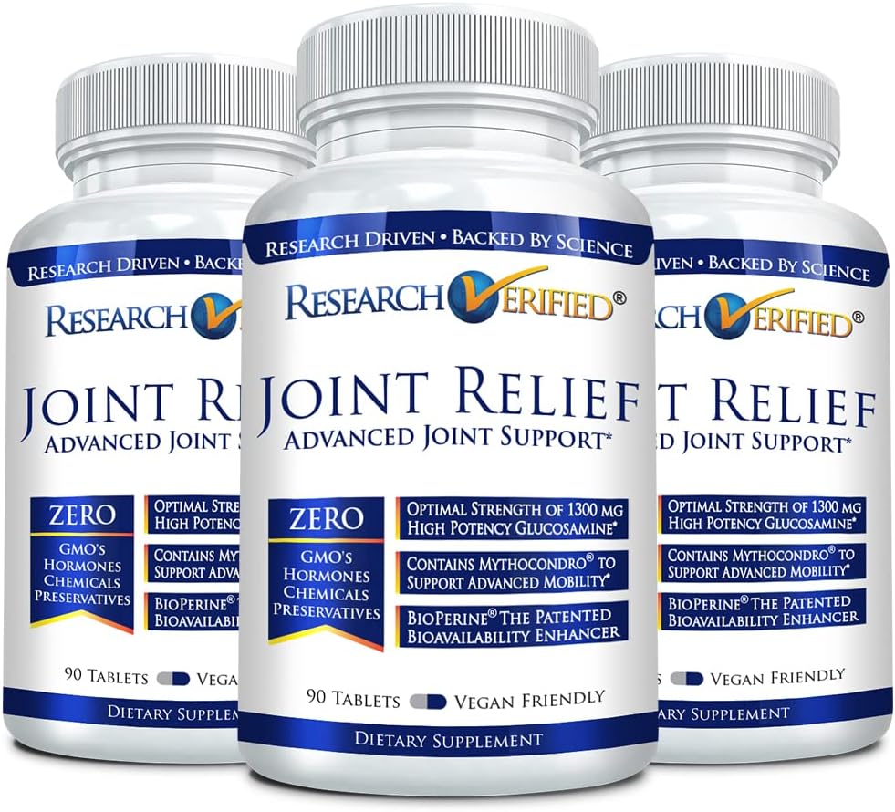 Vegan Joint Support Supplement with Glucosamine, MSM, Turmeric, Boswellia, BioPerine - 270 Capsules - 3 Month Supply