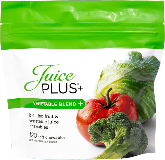Vegan Juice Plus+ Vegetable Blend Soft Chews - Nutrient-Rich Gummies with Broccoli, Parsley, Spinach, Beets - 120 Chewables for All Ages