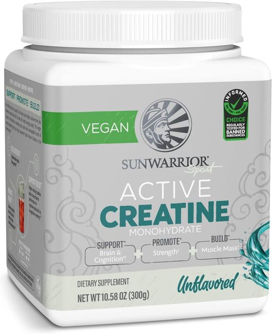 Vegan Keto-Friendly Sunwarrior Micronized Creatine Monohydrate Powder for Muscle Building and Strength Training - 60 Servings, Unflavored